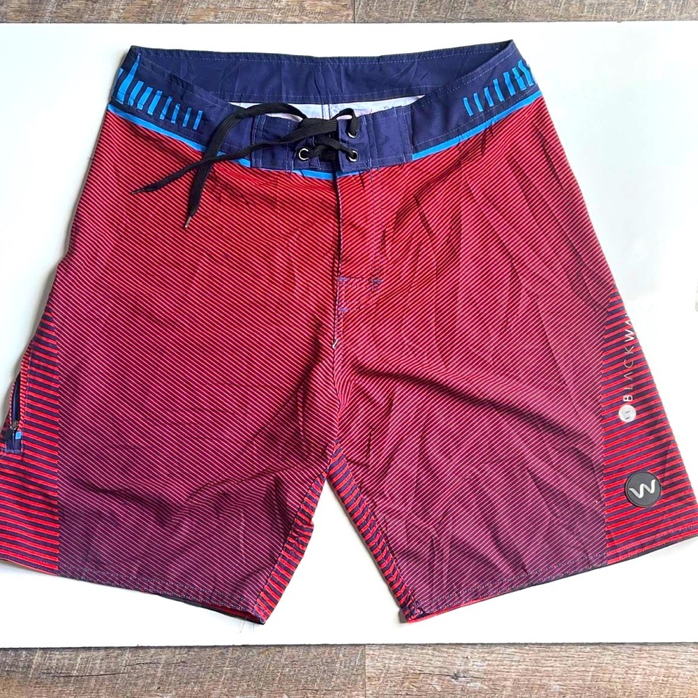 Black Wave Red‎ Swim Trunk Surfing Shorts Pants Size 32”